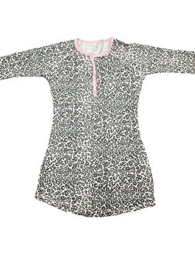 Maurices Leopard Print Long Sleeve Pajama Nightgown Size Small Pink Soft Knit